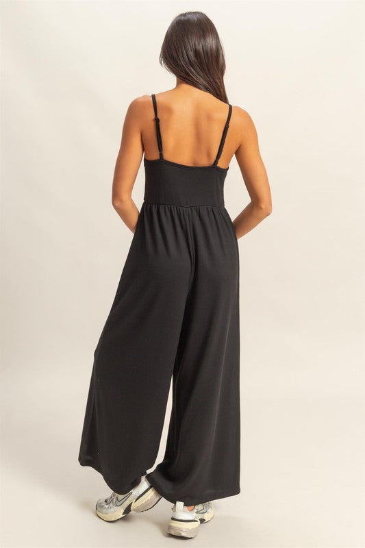 Scoop Neck Sleeveless Wide Leg Jumpsuit