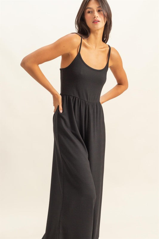 Scoop Neck Sleeveless Wide Leg Jumpsuit