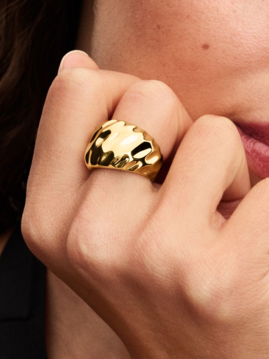 Rippled Statement Ring 14k gold plating