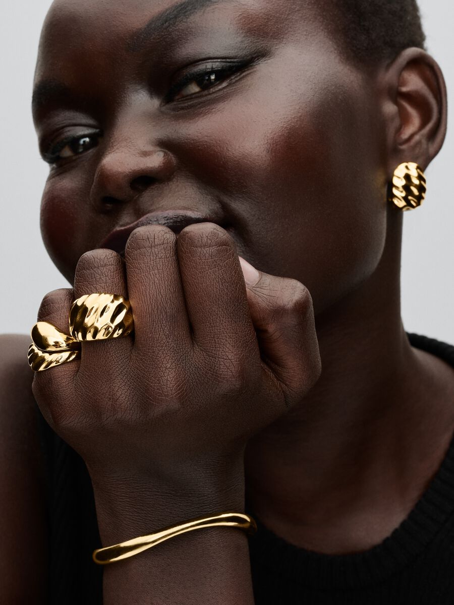 Rippled Statement Ring 14k gold plating