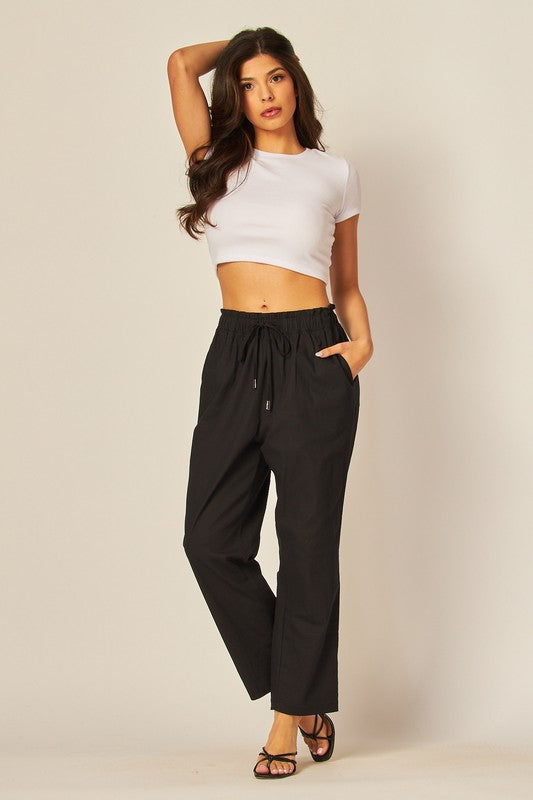 Linen Blend Paperback Pants