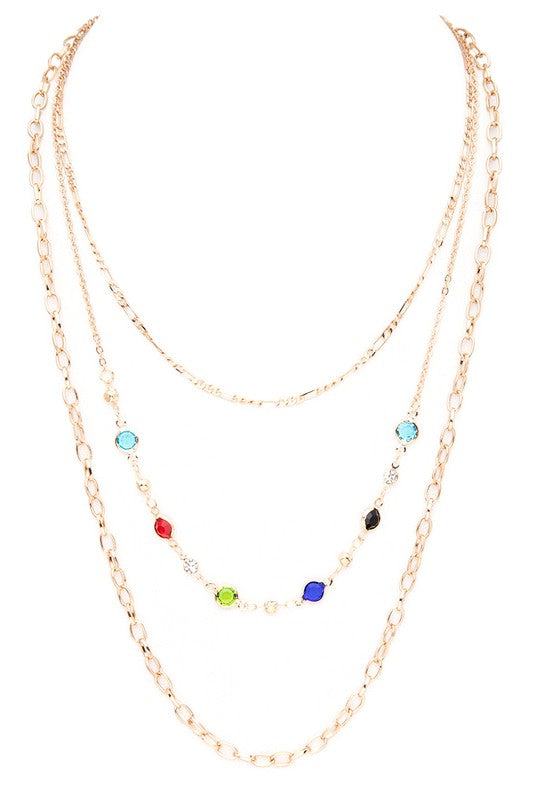 Bejeweled Mix Layer Fashion Necklace