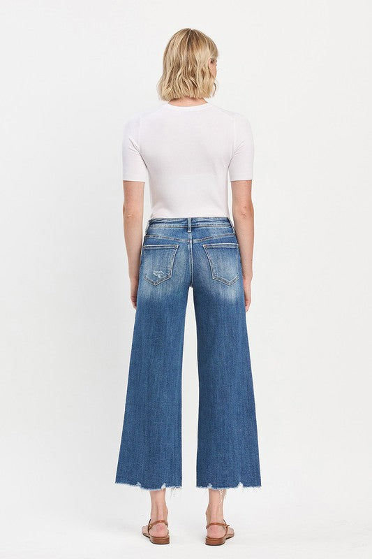 Mesmerizes Mid Rise Raw Hem Wide Jeans