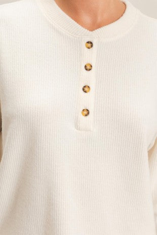 The Haven Brushed Waffle Henley Top