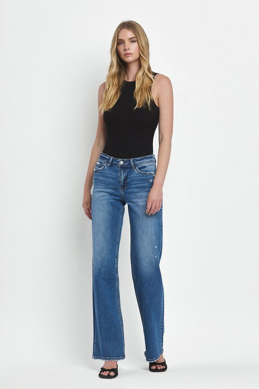 Mandy Mid Rise Full Length Wide Leg Jean