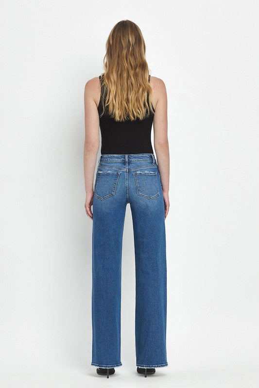 Mandy Mid Rise Full Length Wide Leg Jean