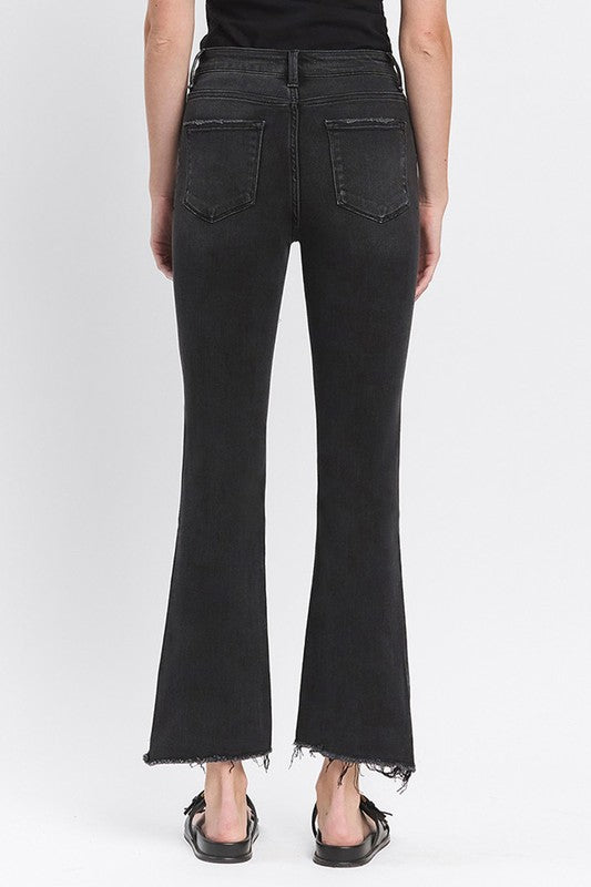 Bella High Rise Raw Hem Crop Flare Jeans