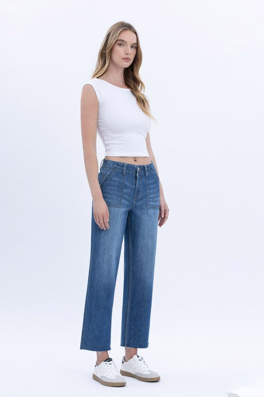 Super B Crop Utility Pocket Straight Jeans