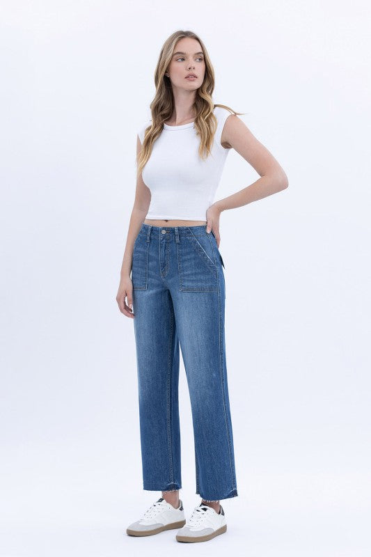 Super B Crop Utility Pocket Straight Jeans