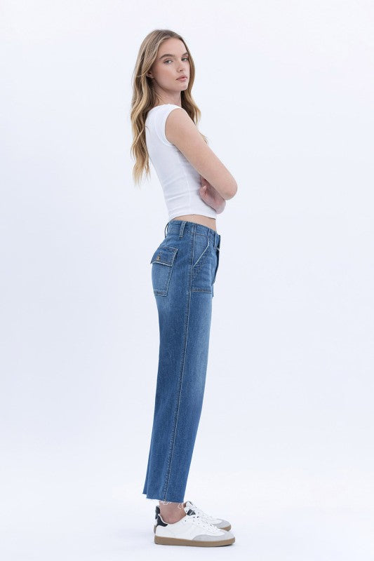 Super B Crop Utility Pocket Straight Jeans