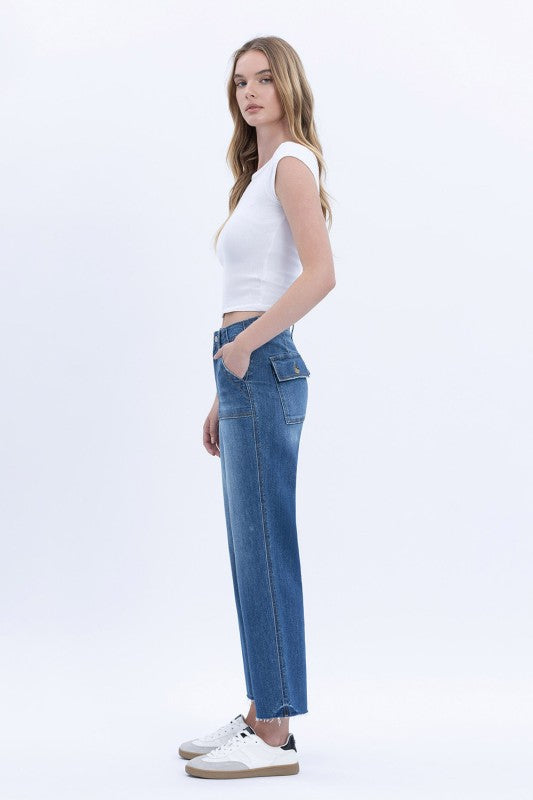 Super B Crop Utility Pocket Straight Jeans