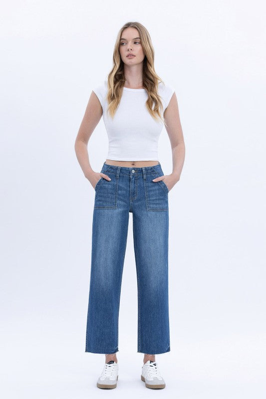 Super B Crop Utility Pocket Straight Jeans