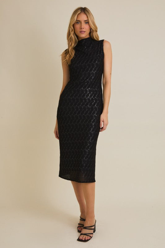 apricot midi dress The Cityline Sleeveless Midi Dress Black / Large