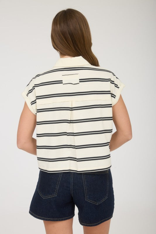The Marina Stripe Cropped Knit Top