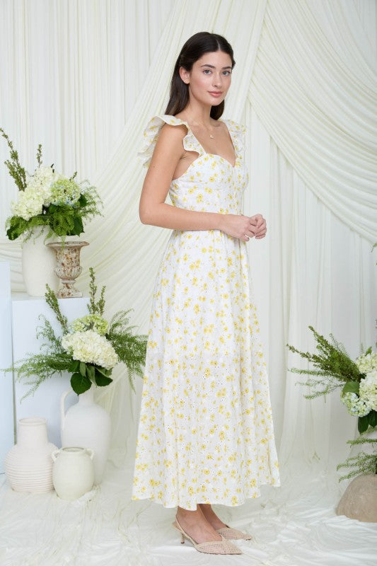 The Willow Eyelet Corset Midi Dress