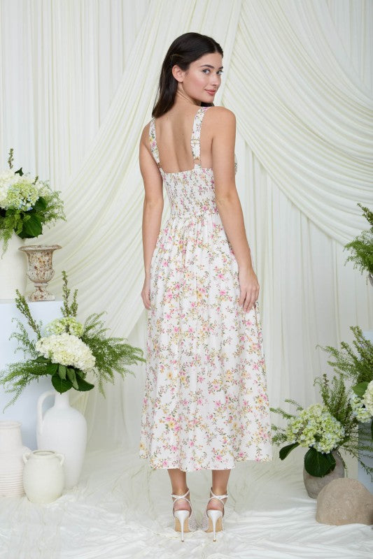 The Bloom Lace Corset Midi Dress