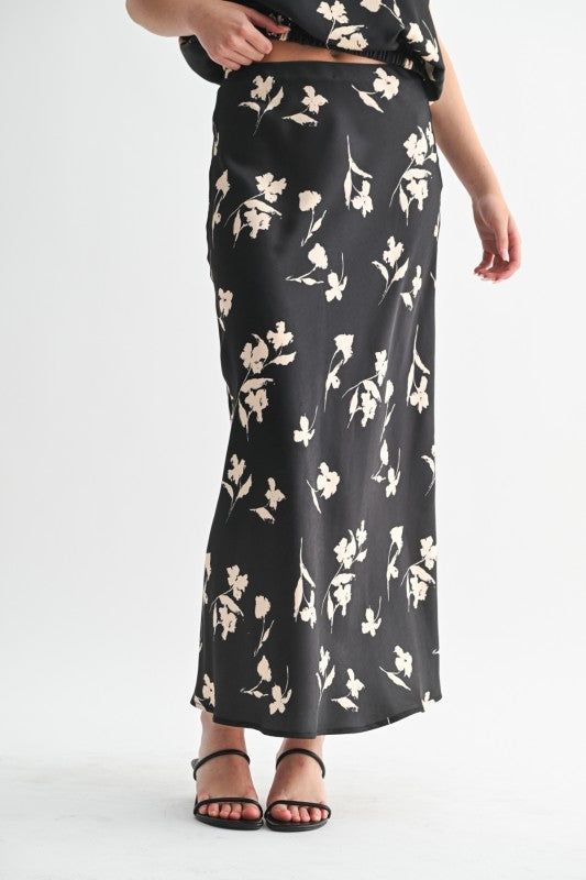 Shadow Bloom Satin Skirt