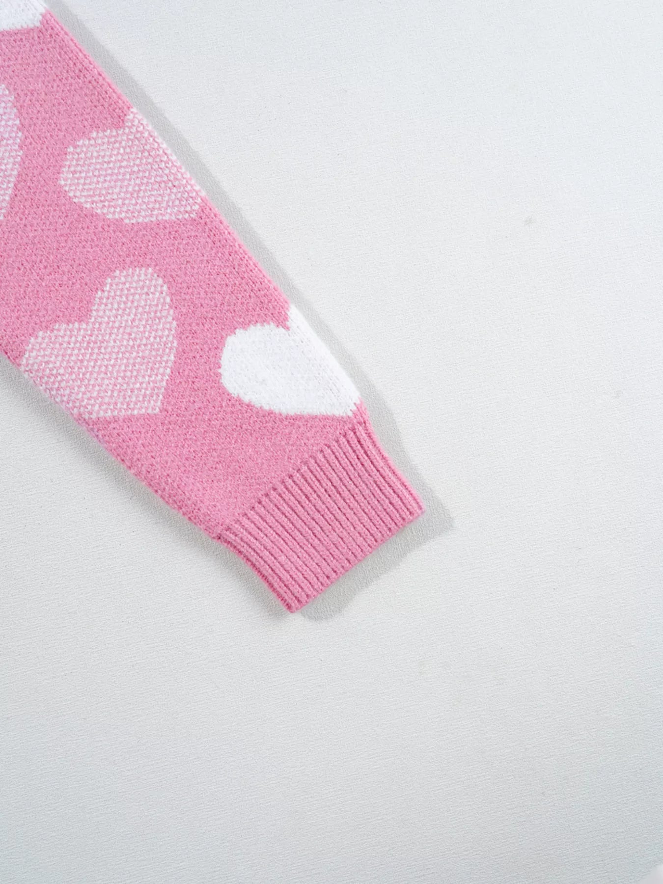 Pearled Heart Print Valentines Crew Neck Sweater