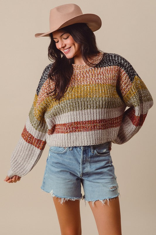 Striped Bliss Crop Sweater