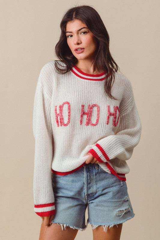 Christmas Ho Ho Ho Two Toned Sweater