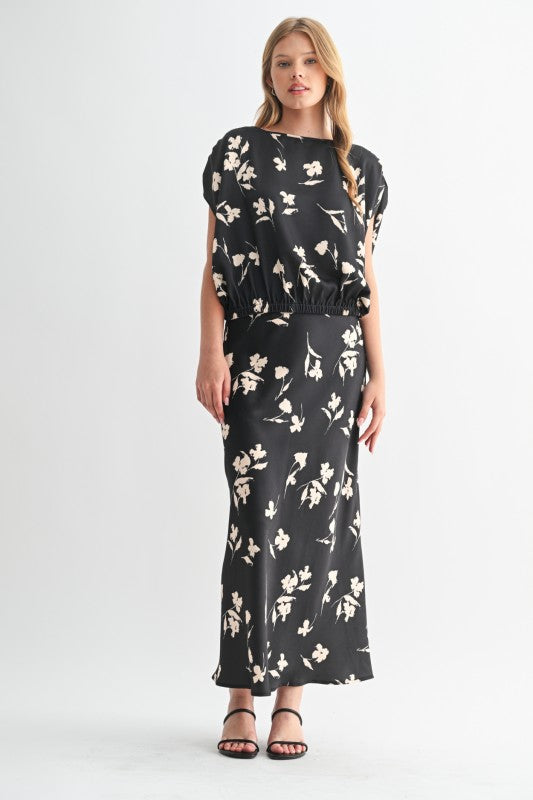Shadow Bloom Satin Skirt