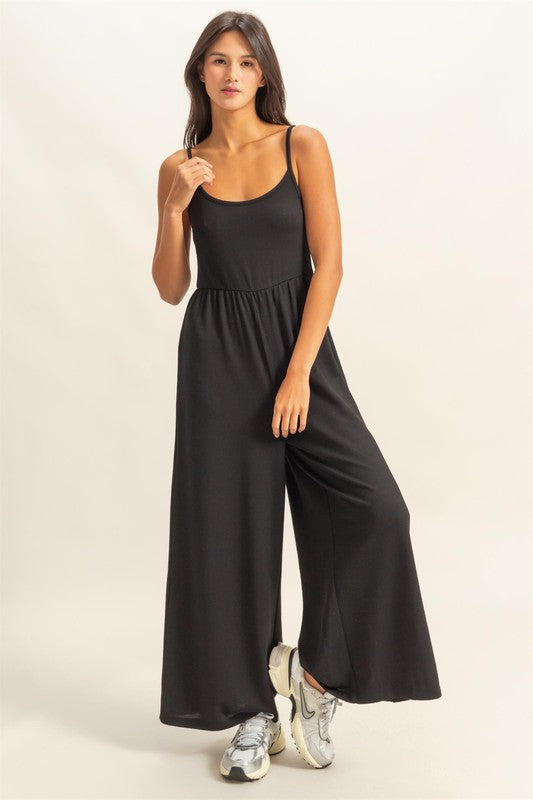Scoop Neck Sleeveless Wide Leg Jumpsuit