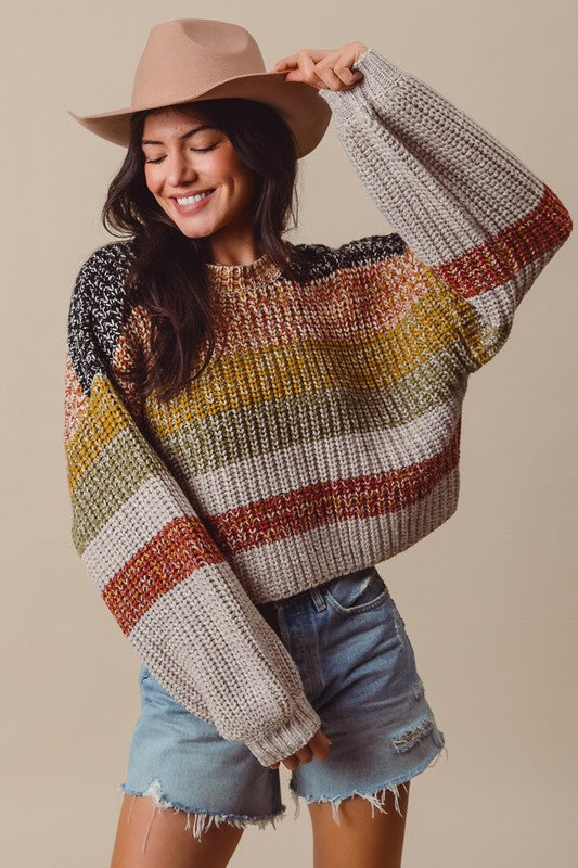 Striped Bliss Crop Sweater