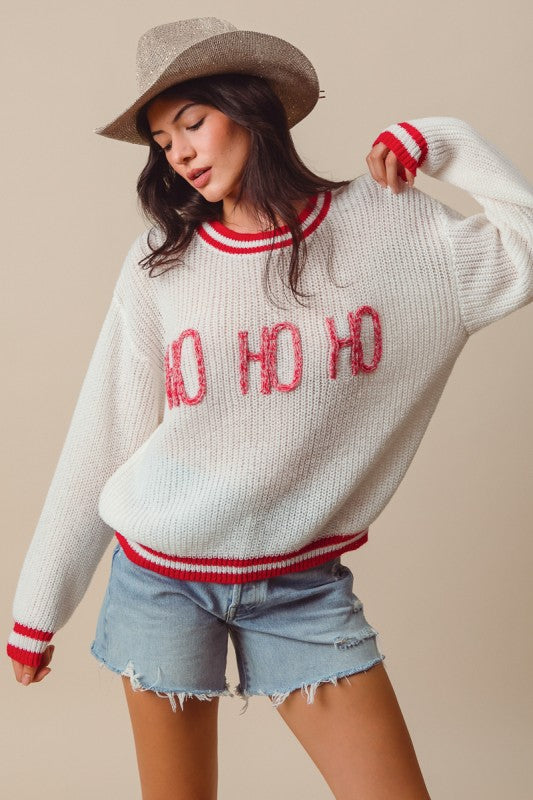 Christmas Ho Ho Ho Two Toned Sweater