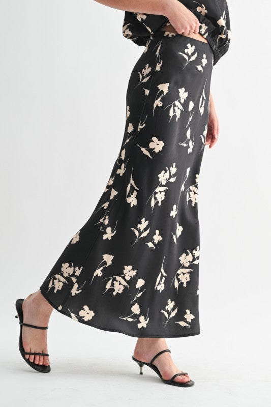 Shadow Bloom Satin Skirt