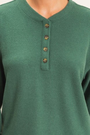 The Haven Brushed Waffle Henley Top