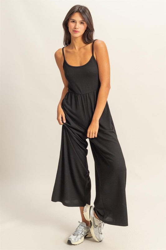 Scoop Neck Sleeveless Wide Leg Jumpsuit