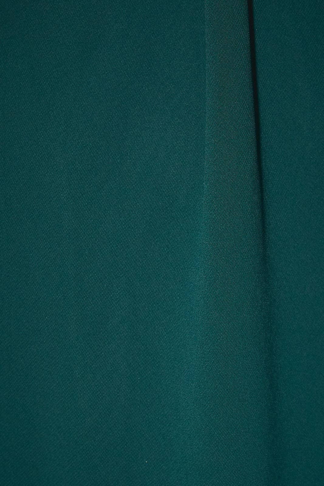 Apricot Lane Duluth dark green lightweight woven fabric detail of The Juliette ruched midi dress