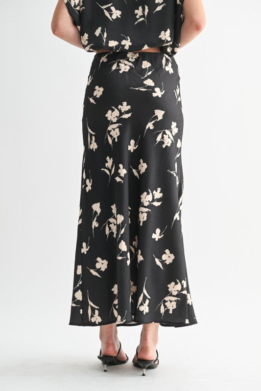 Shadow Bloom Satin Skirt