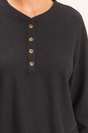 The Haven Brushed Waffle Henley Top