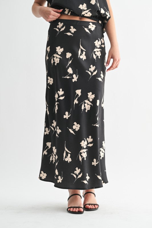 Shadow Bloom Satin Skirt