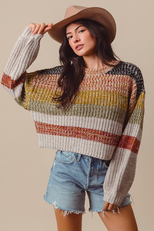 Striped Bliss Crop Sweater