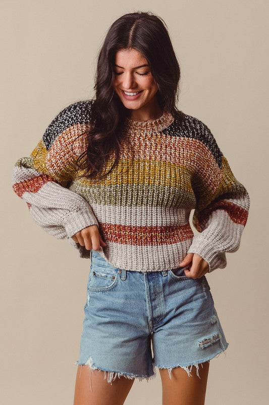 Striped Bliss Crop Sweater