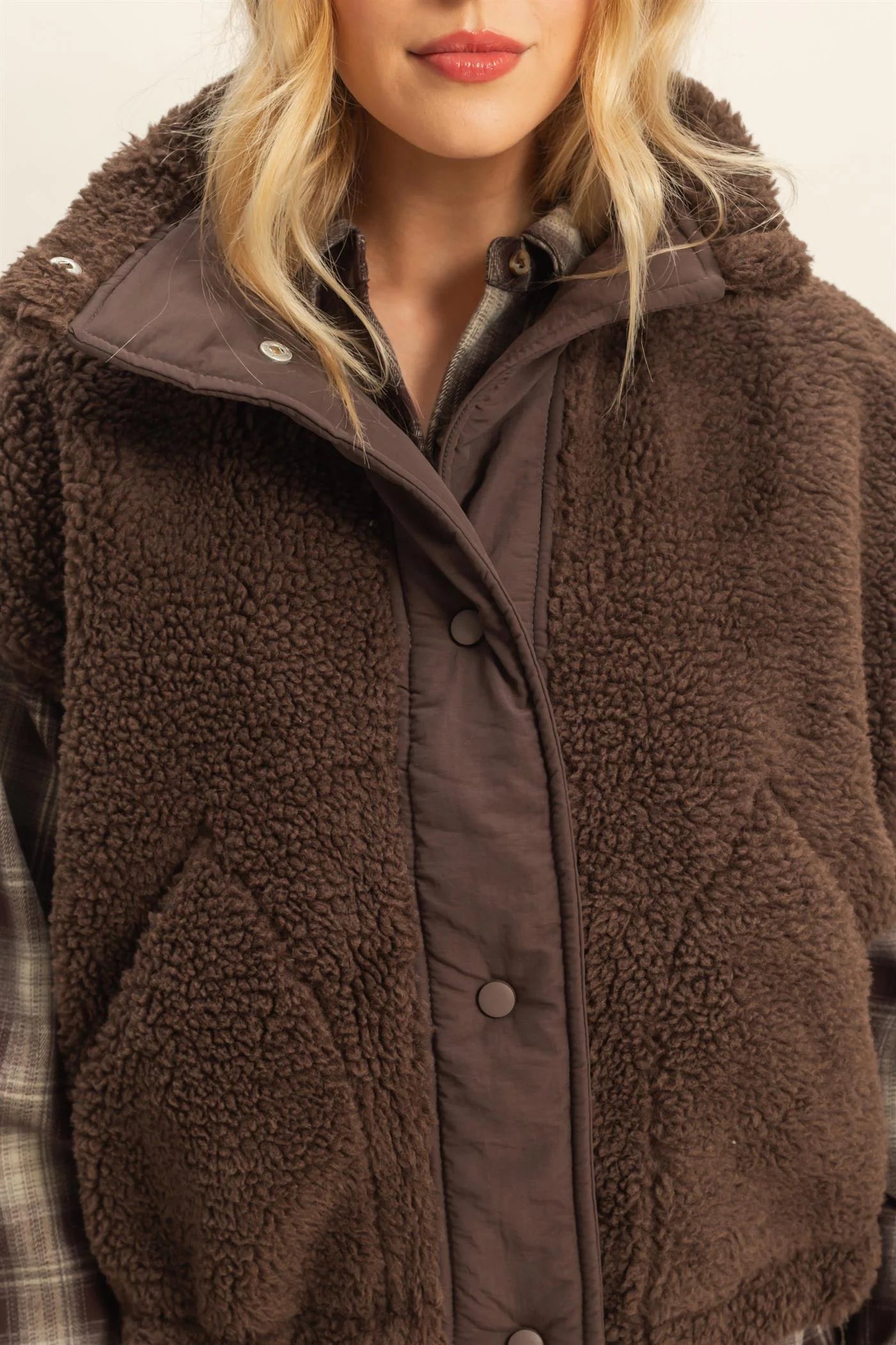 Cozy Sherpa Vest Jacket with Tie-Up Side Details