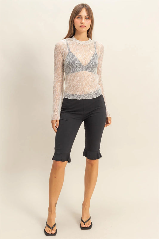 Elegant Lace Mock Neck Top
