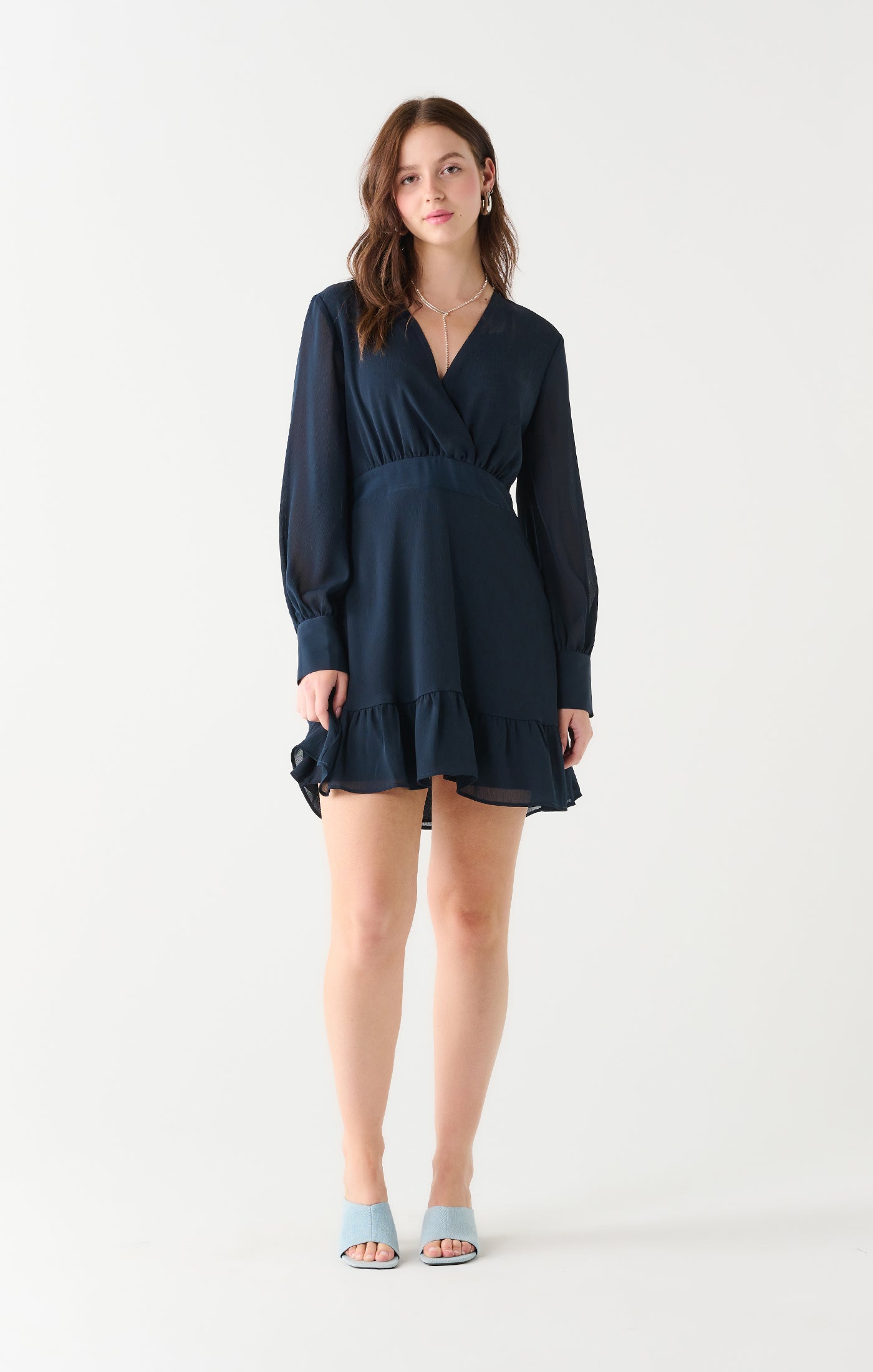 Ruffle Hem Wrap Mini Dress