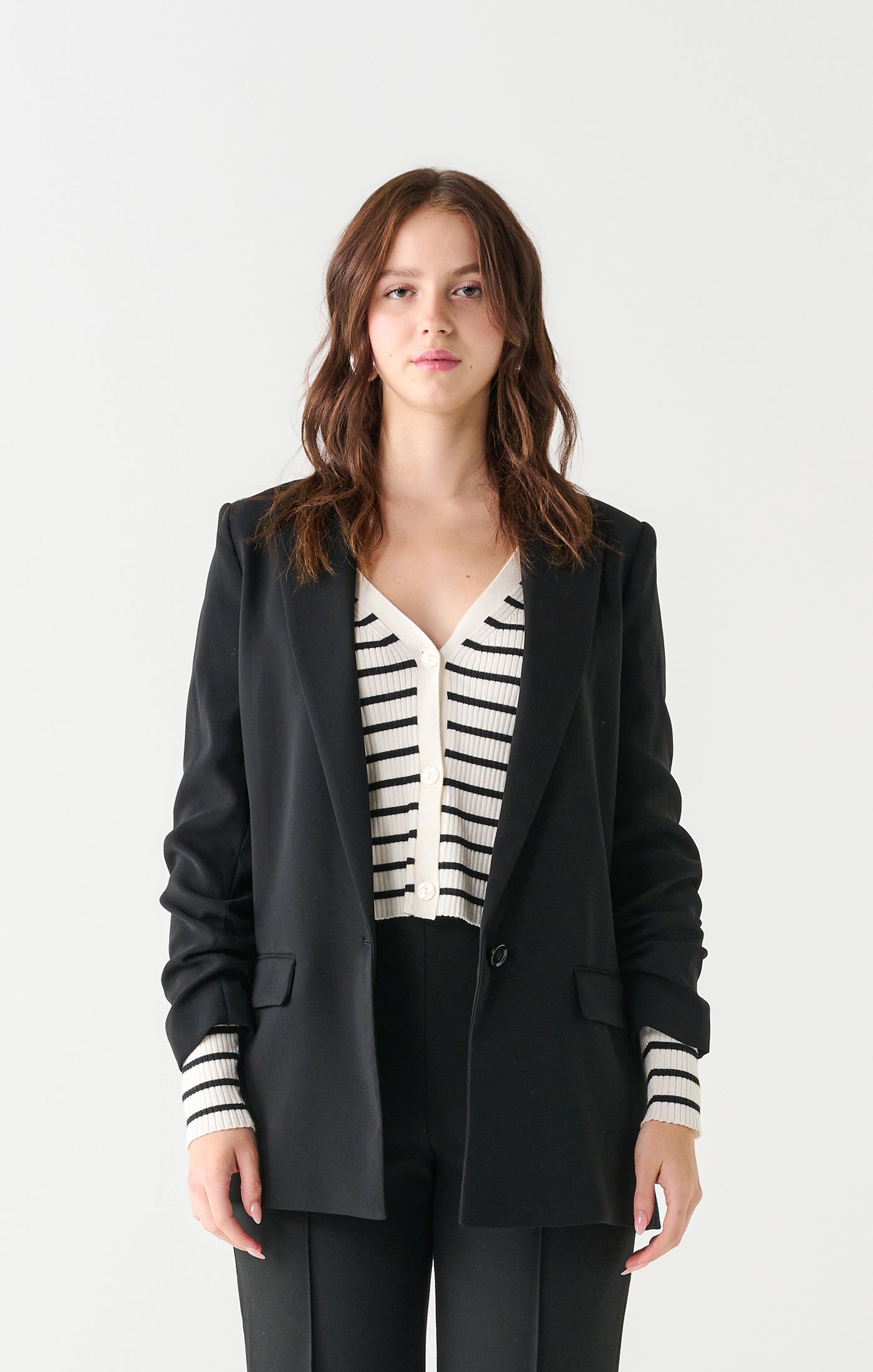 Ruched Sleeve Blazer