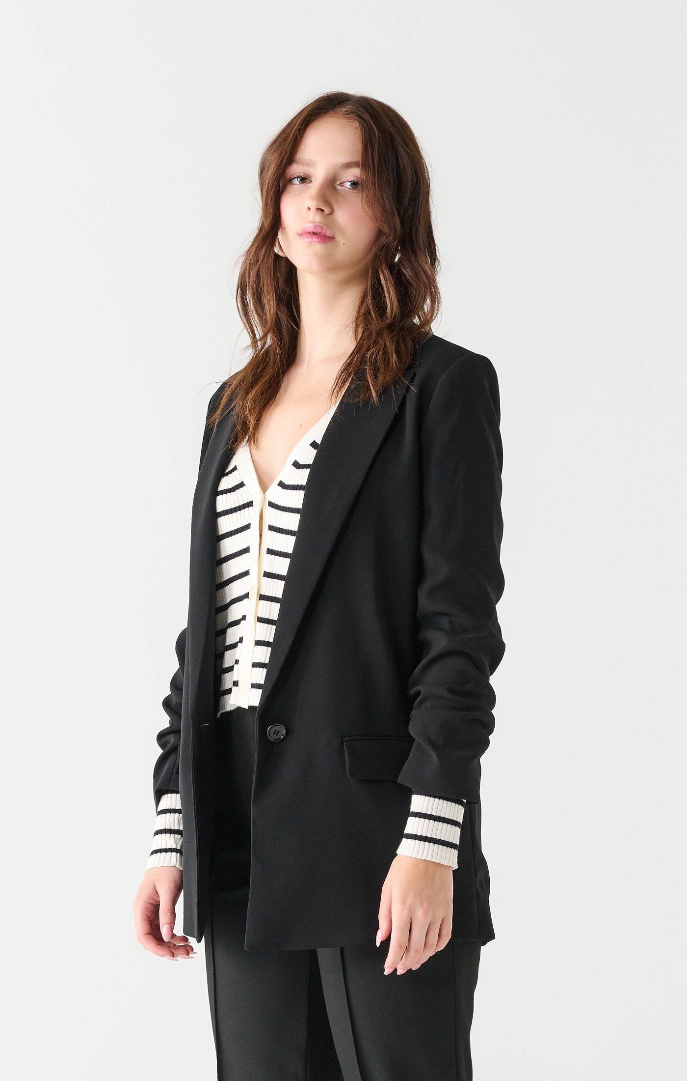 Ruched Sleeve Blazer