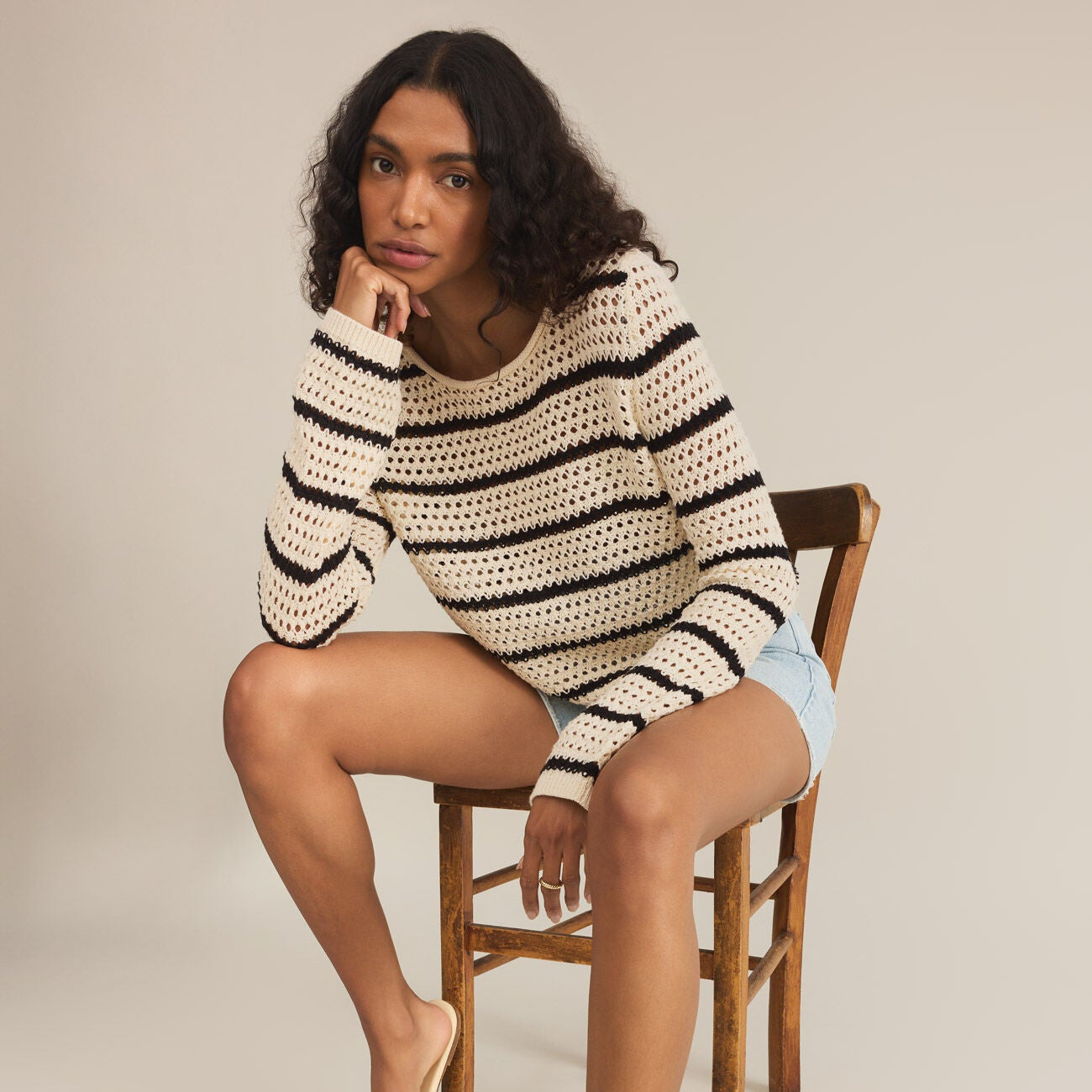 Kit Stripe Crochet Sweater
