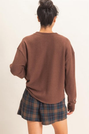 The Haven Brushed Waffle Henley Top
