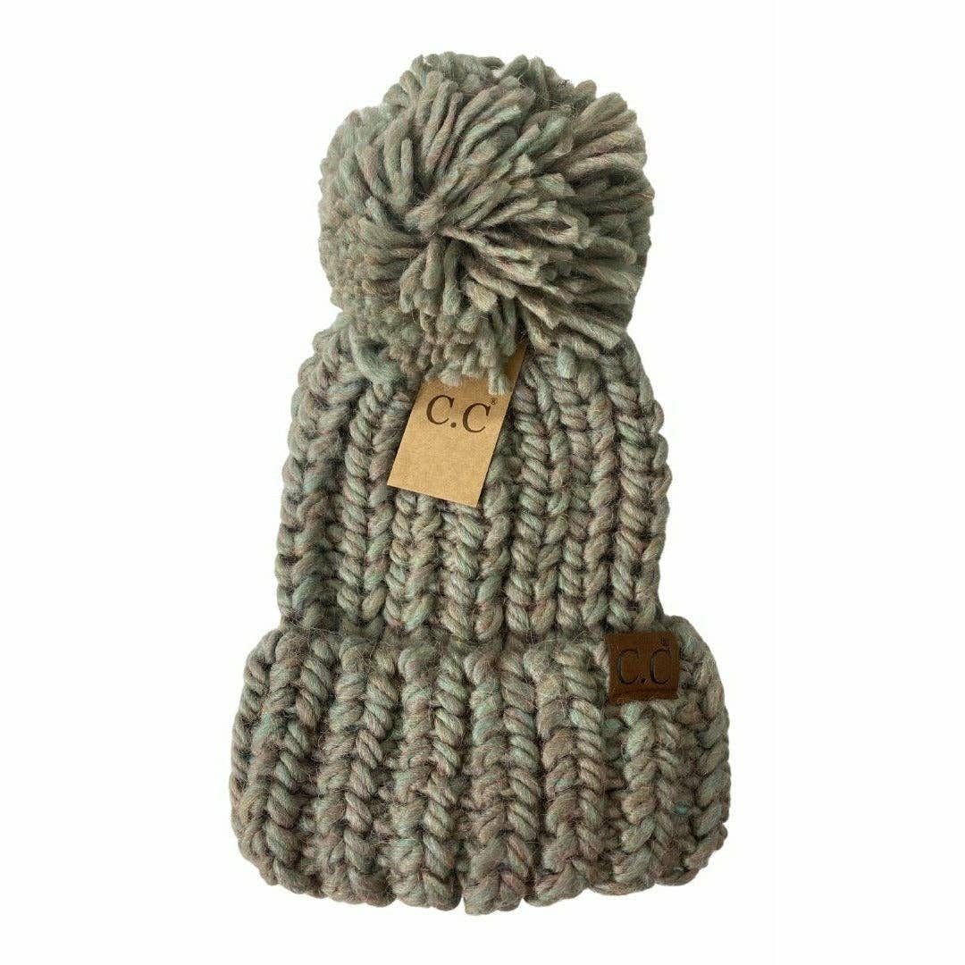 Chunky Knit Yarn Pom C.C Beanie HAT2085