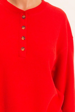 The Haven Brushed Waffle Henley Top