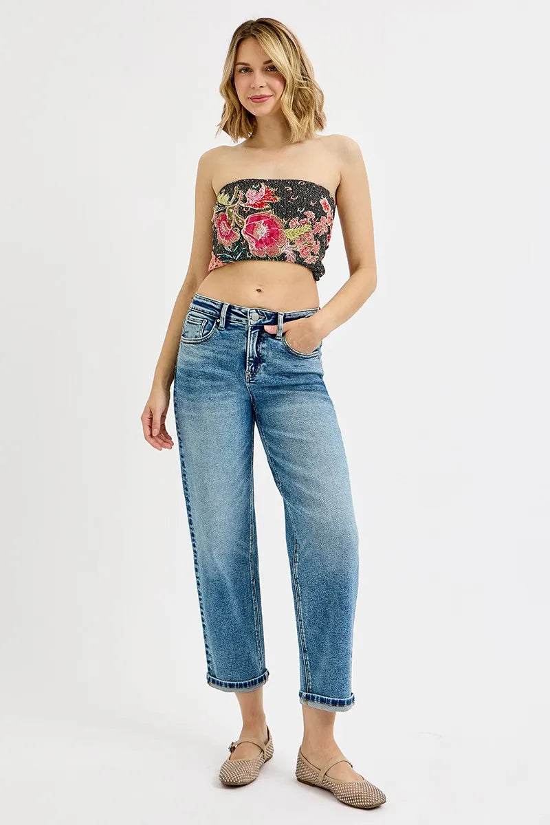 RISEN Full Size High Rise Crop Boyfriend Jeans Plus Size