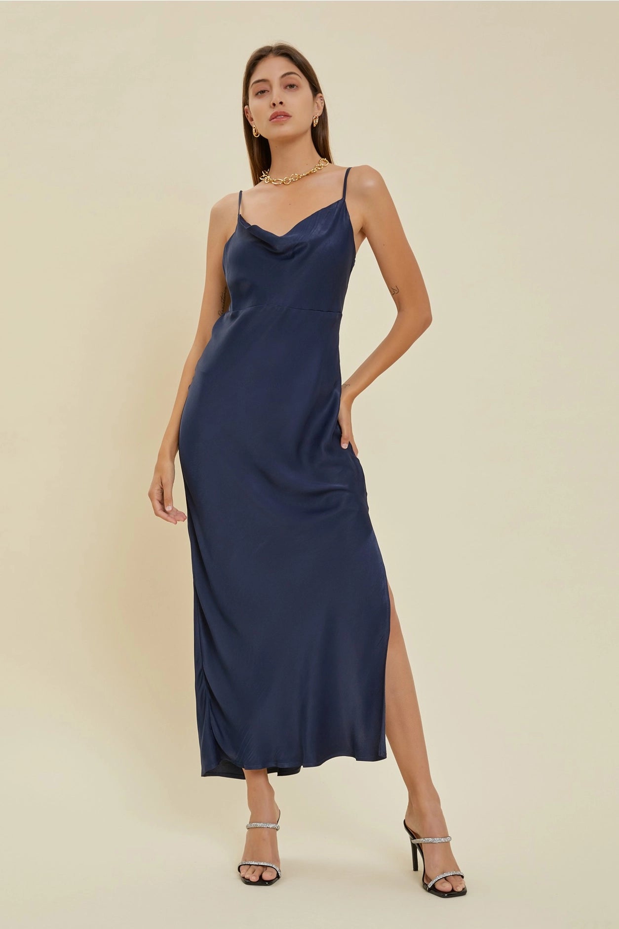 Moments To Remember Cowl Neck Dress