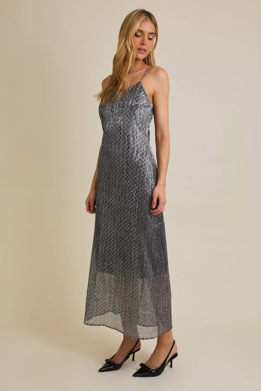 Shining Star Metallic Maxi Dress