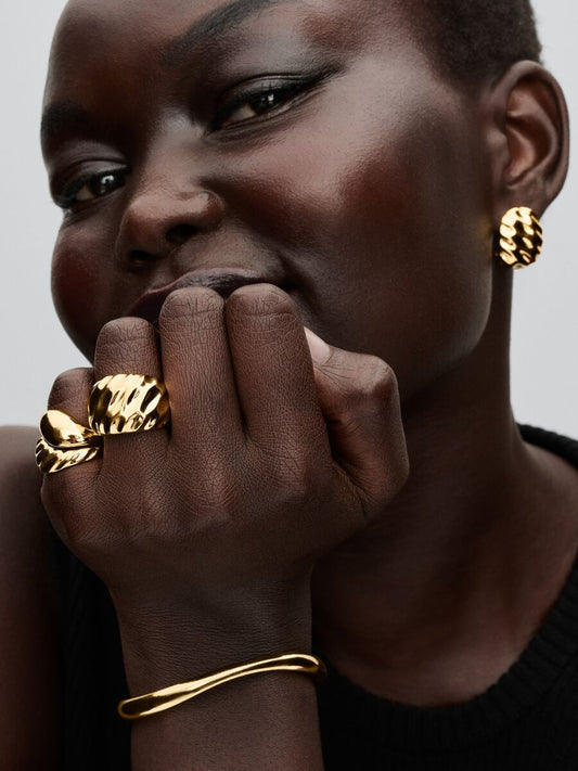 Rippled Statement Ring 14k gold plating